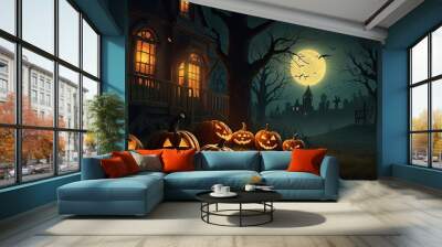 halloween background with pumpkin Wall mural