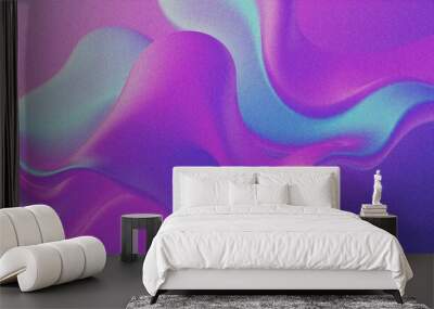 3D holographic background. purple hologram background  with shiny, grainy, noise effect. abstract purple and blue fluid shapes against a light background Wall mural