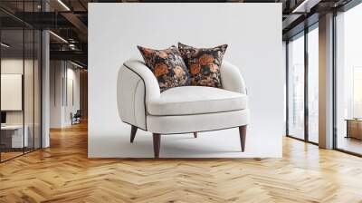 A chair with two pillows on it white background Wall mural