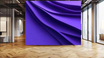 Abstract 3D purple background with curved lines, minimalistic design, simple shapes, and a gradient of deep blue Wall mural