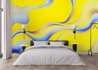 Abstract blue and yellow shapes wave background Wall mural