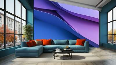 Abstract purple background with three-dimensional curved lines. Minimalist design, simple shapes,  Wall mural