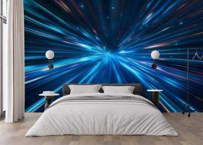 Blue light speed background with a blur effect background. Wall mural