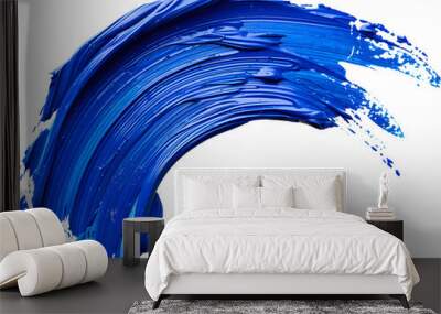 Blue paint brush stroke in isolated transparent background Wall mural