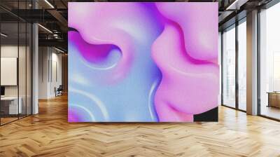 Colorful abstract liquid or fluid holo background with grainy noise effect abstract purple and blue fluid shapes against a light background Wall mural