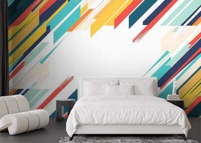 Colorful geometric background with empty space for text vector illustration, white background , 32k highresolution colorful banner design with a border of colored stripes on the left and right sides,  Wall mural