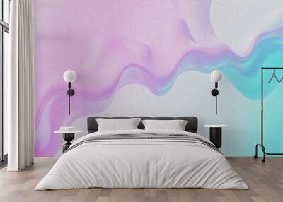 Colorful Holographic abstract background. Holographic foil texture with grainy noise effect abstract purple and blue fluid shapes against a light background Wall mural