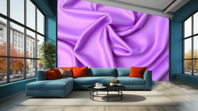 Smooth flowing purple satin fabric with soft wavy. flowing purple satin with soft folds and highlights. Wall mural