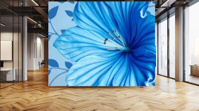 Vibrant blue flower with intricate, ruffled petals. Wall mural