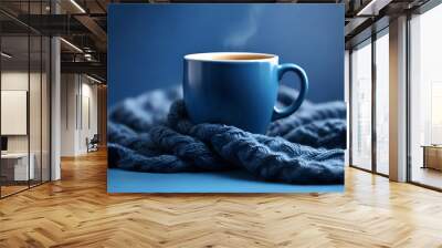 Blue Coffee Mug With Background Blue Monday Concept. Generative Ai Wall mural