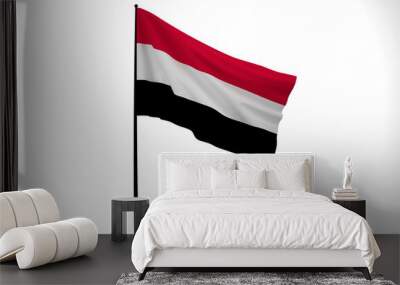 Yemen Flag, Wavy Fabric Flag, 3D Render Wall mural