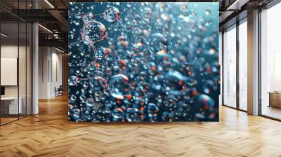 Abstract background of water droplets and molecules creating a captivating bubble effect for presentations Wall mural