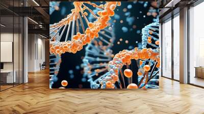 Abstract illustration of deoxyribonucleic acid as a science concept merged with mobile technology in the realm of medicine Wall mural