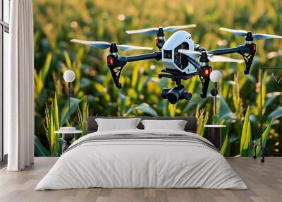 Advanced crop health monitoring using IoT drones for pest detection in close-up imagery Wall mural