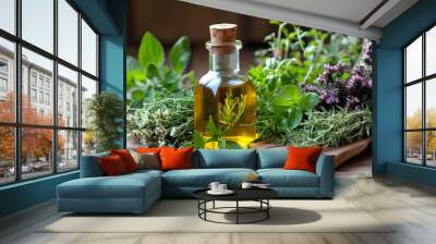 aromatic blend of fresh herbs infused with rich oils Wall mural