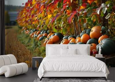 Autumn Harvest at Organic Farm Highlighting Sustainable Agriculture Practices Wall mural