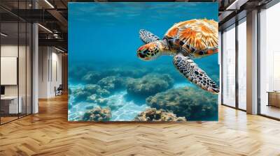 Beneath the Waves: A Sea Turtles Journey Advocating for Ocean Conservation and Environmental Preservation Wall mural