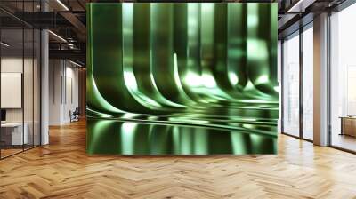 Brushed Metallic Alloy with Glowing Olive Green Texture and Shiny Abstract Light Effects Wall mural