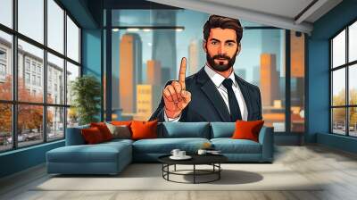 Businessman Interacting with Digital Interface in Modern Office Environment Wall mural