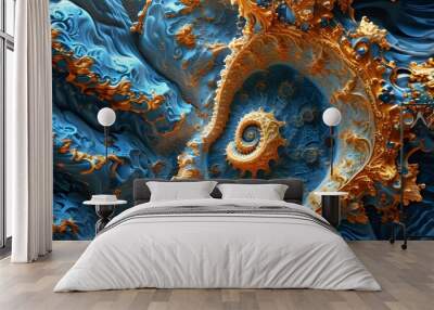 Captivating Baroque-Inspired Fractal Artwork with Colorful Abstract Patterns and Computer-Generated Design Wall mural