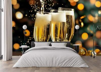 Champagne Toast at a Festive Celebration Wall mural