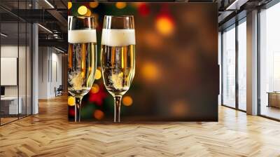 Champagne Toast for Celebrations on Valentines Day, Birthdays, or New Years Holiday Wall mural