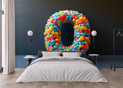 Colorful balloon O and number 0 in playful design Wall mural