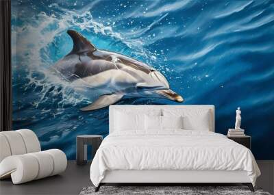 Commersons dolphins gracefully diving in vibrant blue waters Wall mural