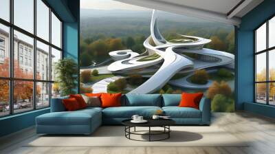 Creative Blueprinting of Futuristic Architectural Masterpieces Wall mural