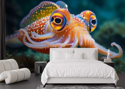 Curious Cephalopod Exploring the Depths of the Ocean Wall mural