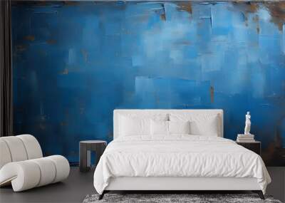 Dark Blue Grungy Canvas Background with Vignette Texture Wall mural