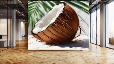 detailed coconut illustration on a clean white backdrop Wall mural