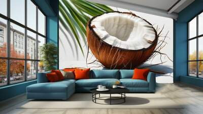 detailed coconut illustration on a clean white backdrop Wall mural