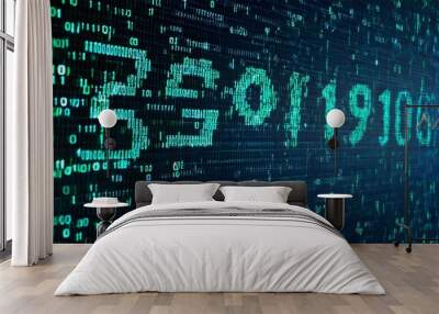 Digital blue matrix code representing CRO for Conversion Rate Optimization insights Wall mural