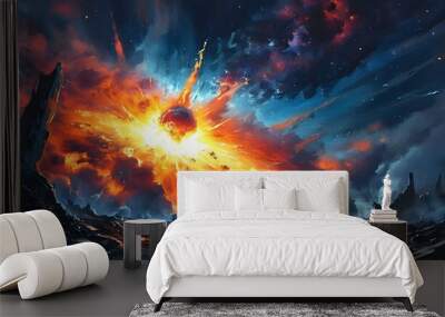 Doomsday Galaxy Explosion: A Geomagnetic Catastrophe Unleashed in a Dystopian Cosmos Wall mural