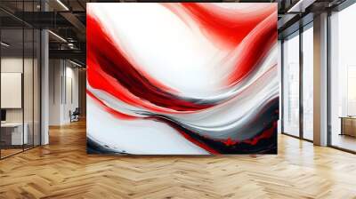 Dynamic abstract design featuring bold red, crisp white, and deep black hues created through generative AI techniques. Wall mural