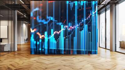 Dynamic Blue Stock Market Bar Graph Reflecting Financial Trends and Analysis Wall mural