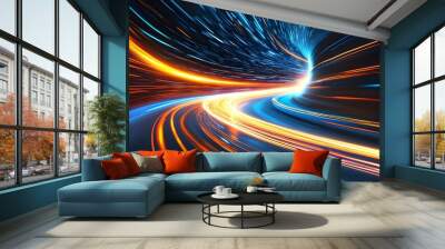 Dynamic Light Speed Trail Movement in Action Wall mural