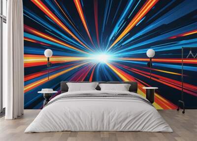 Dynamic Motion Trail in a Light Speed Vector Background Wall mural