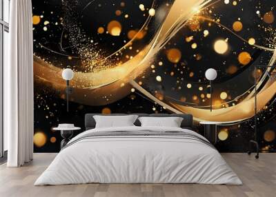 Elegant black and gold abstract bokeh design for festive celebrations Wall mural