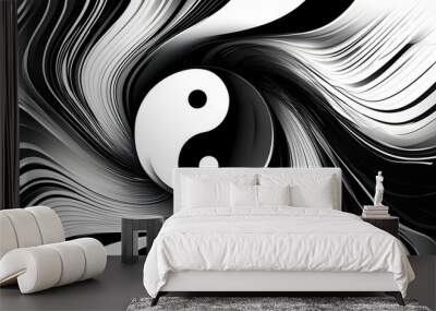 Elegant black and white abstract yin yang wave background for business, posters, websites, and graphic design use Wall mural