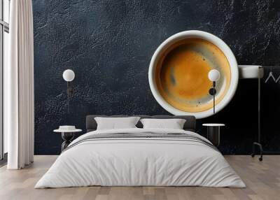 Elegant coffee cup on dark textured background with ample copy space for product promotion or food artistry Wall mural