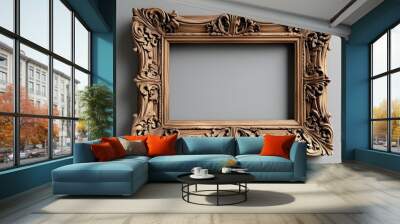 Elegant ornate wooden frame showcasing intricate carvings for a classic artistic touch Wall mural