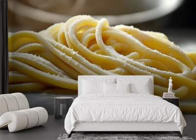 Elegant texture of freshly cooked homemade spaghetti for captivating backgrounds and wallpapers Wall mural