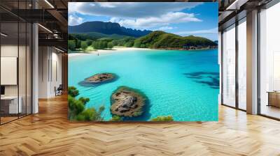 Enchanting Whitehaven Beach Landscape in Whitsunday, Australia, Capturing Natures Beauty and Serenity Wall mural