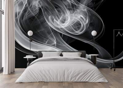 Ethereal black and white smoke swirls creating a captivating abstract composition, evoking a mysterious atmosphere ideal for artistic wallpapers and creative designs Wall mural