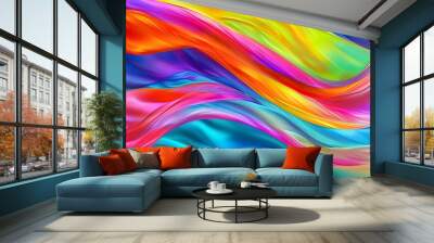 Flowing Waves of Colorful Silk Fabric in Abstract Patterns for Creative Backgrounds and Designs Wall mural