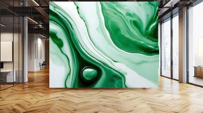 flowing white streams against a lush green backdrop Wall mural