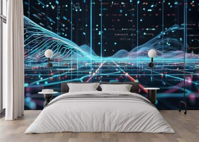 Futuristic Abstract Technology Lines Representing Intelligent Communication and Generative AI Networks Wall mural