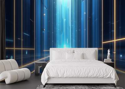 Futuristic Blue Abstract Design with Glowing Surface for Business Wallpaper Wall mural